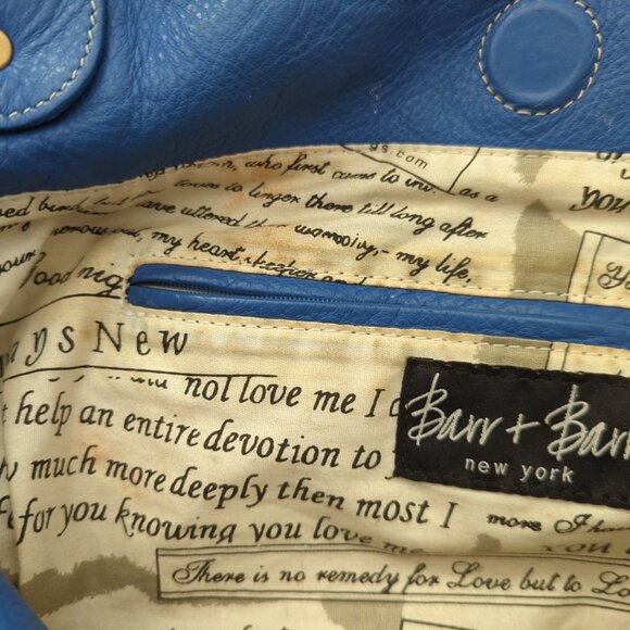 Nice Barr+Barr Women's Bag Blue Leather Purse Inside Card Pocket Hobo-lp - Picture 6 of 16